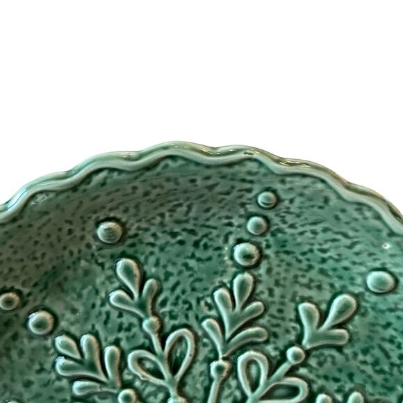 Potter's Studio Snowflake Salad Plates 7.5" Holiday Green Ceramic Set of 4 New - Picture 7 of 15